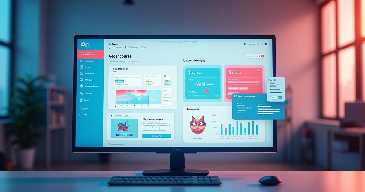 Painel de plataforma EAD com elementos de personalização visual ativados na tela