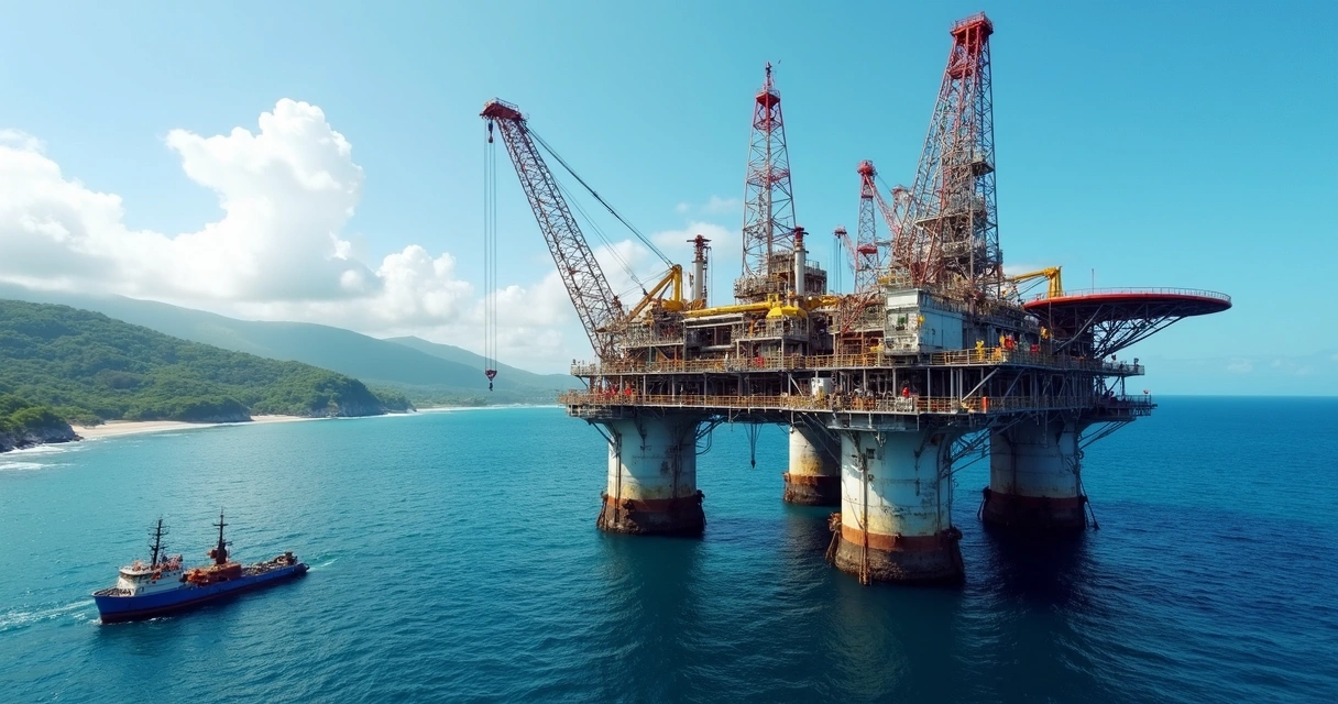Plataforma de petróleo offshore na costa da Guiana 