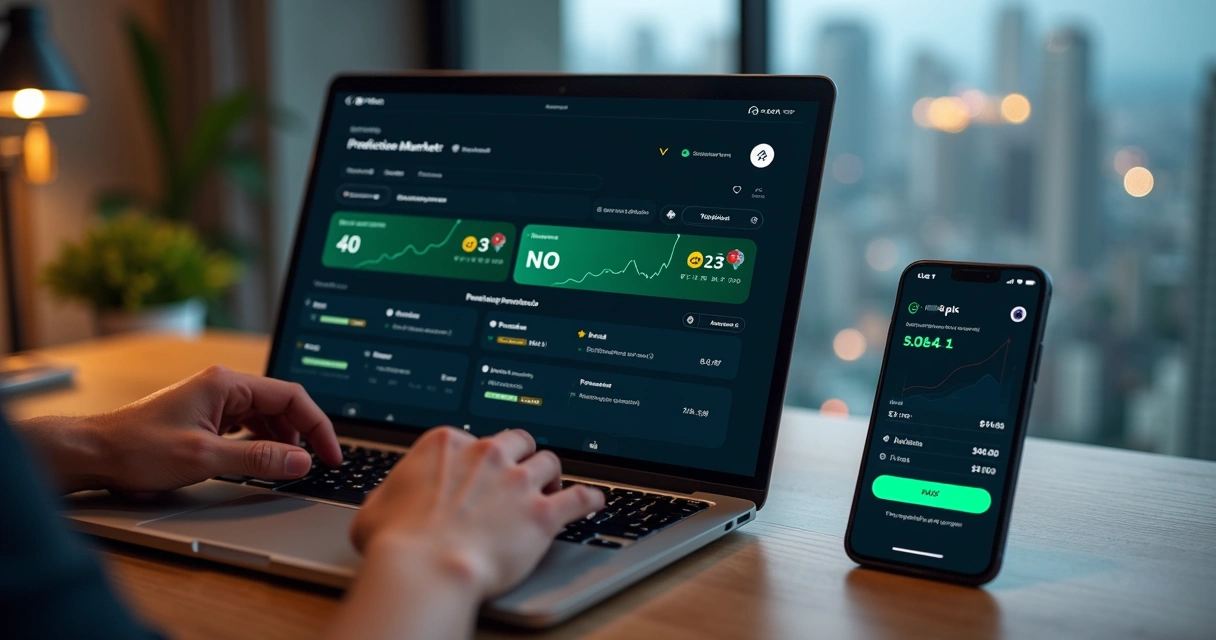 Tela de plataforma de previsões com gráficos de probabilidades e opções de aposta em reais 