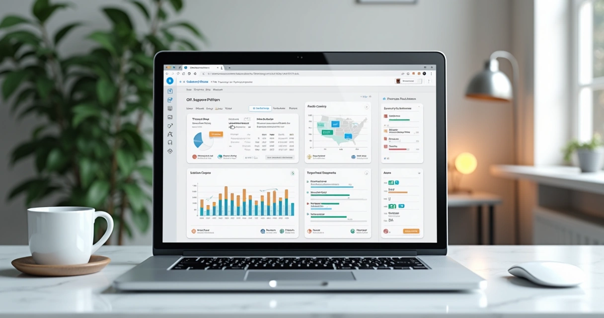 Tela de plataforma de suporte TI aberta em notebook