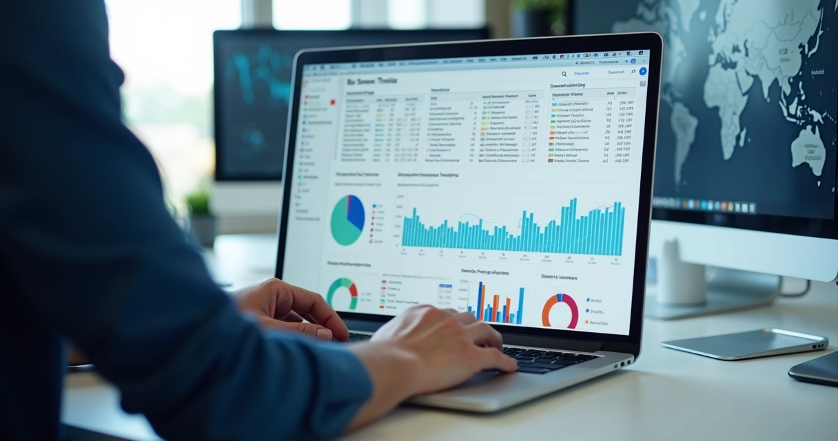 Tela de plataforma de dados B2B com filtros e gráficos 