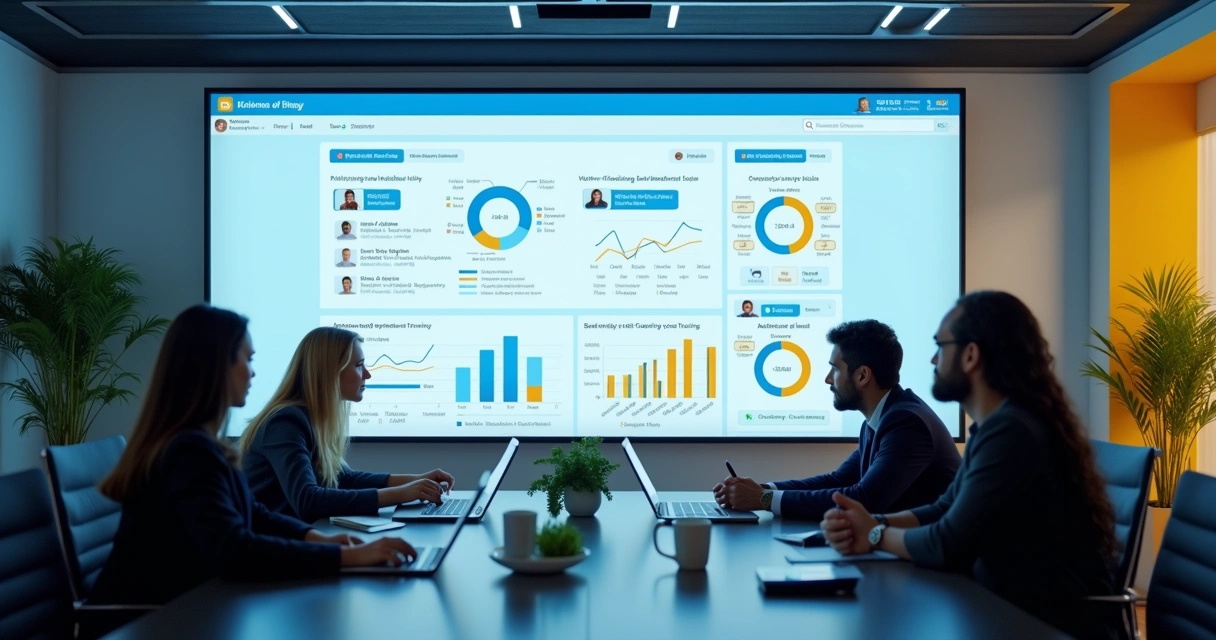 Plataforma digital de treinamentos exibindo dashboard com múltiplos colaboradores