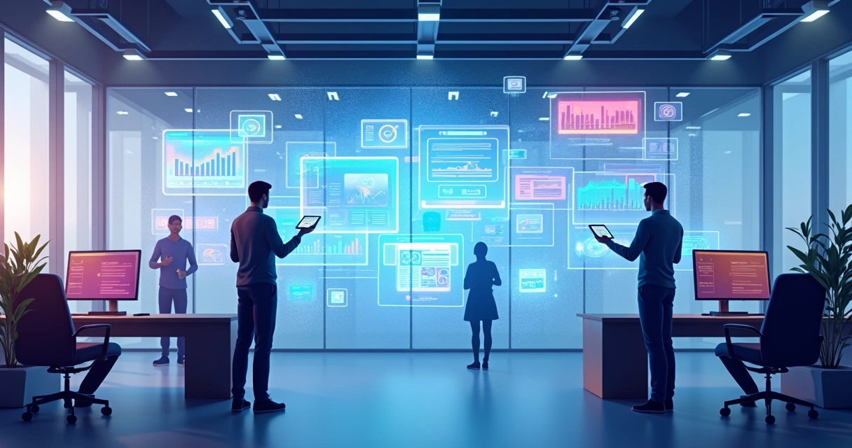 Interface visual colorida exibindo construção de protótipo digital 