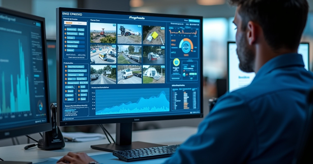 Dashboard digital Sentric monitorando obra