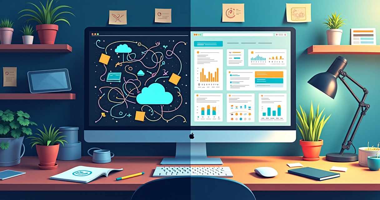 Comparação visual plataforma especializada versus nuvem tradicional, desenho com duas seções distintas. 