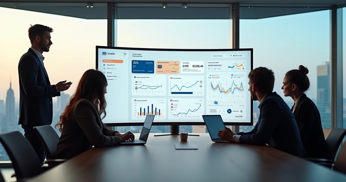 Gestor observa painel digital com múltiplos meios de pagamento integrados 