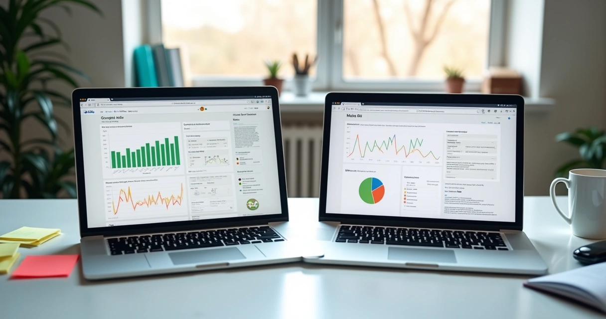 Tela mostrando Google Ads e Meta Ads para ecommerce 