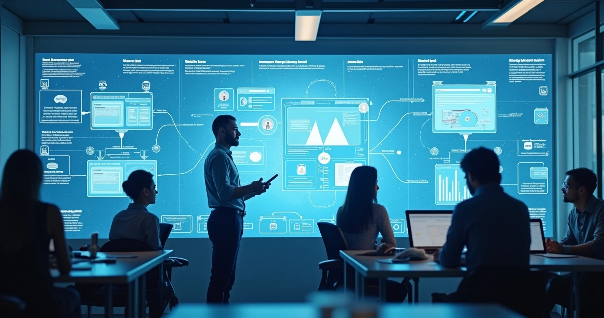 Painel digital de tarefas em equipe virtual colaborando online 