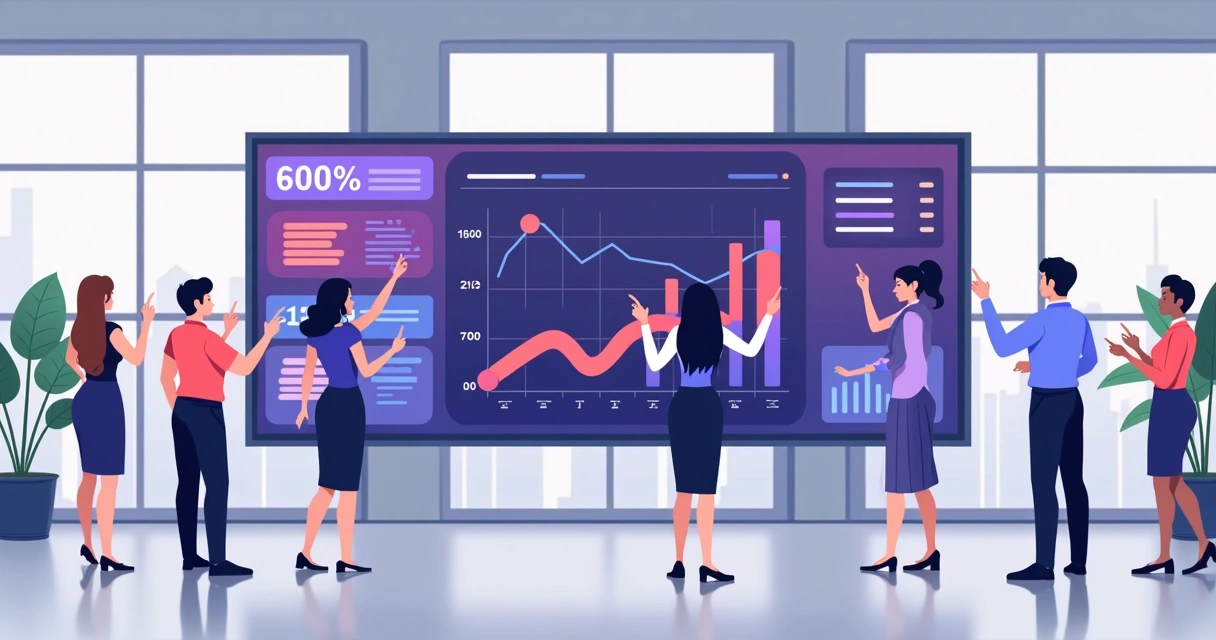 Painel digital com gráficos de desempenho de parceiros B2B 
