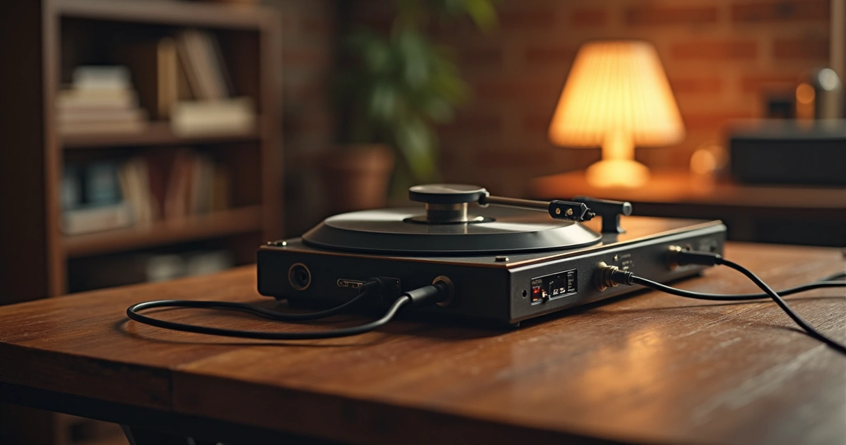 Fones de ouvido antigos e fita cassete sobre mesa de madeira