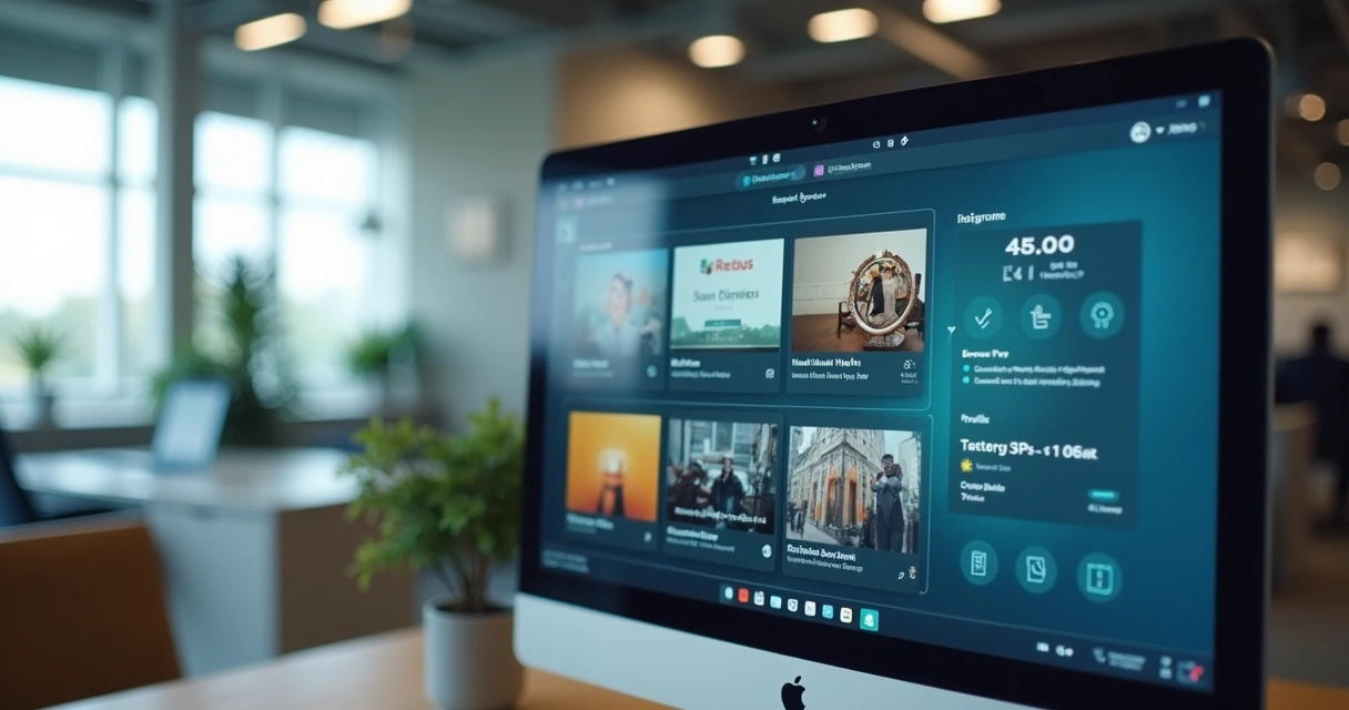 Painel de controle de playlist de TV indoor em um notebook 