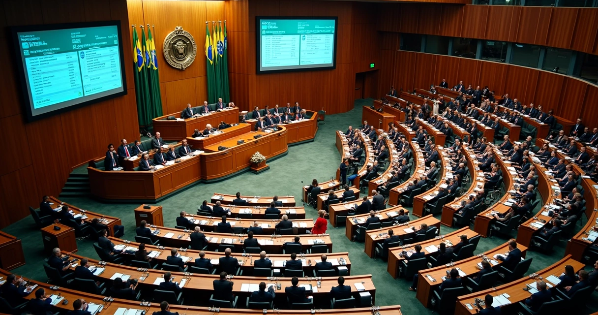 Plenária da Câmara dos Deputados com parlamentares reunidos 