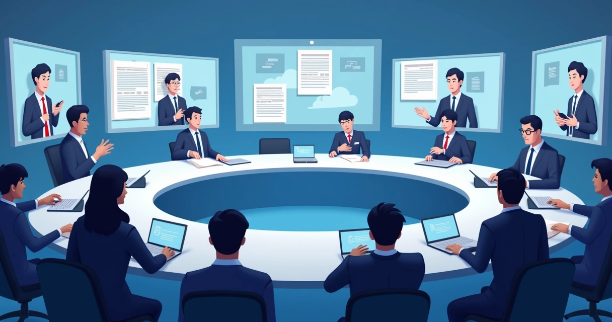 Vereadores participando de sessão legislativa online, computadores organizados em plenário virtual 