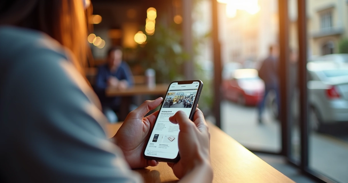 Dono de PME testando site no celular 