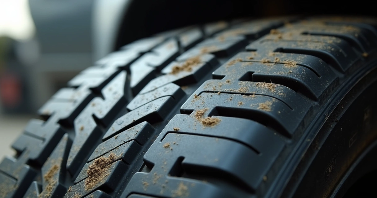 Detalhe do pneu de carro com desgaste irregular