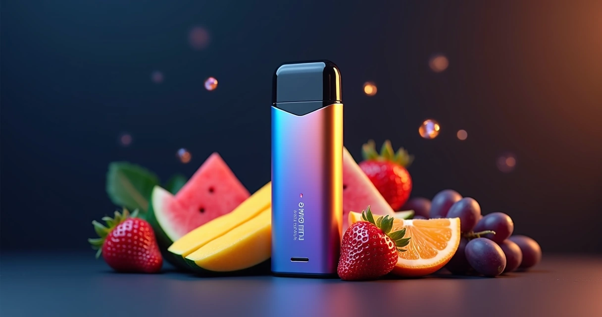Pod Ignite V400 Mix colorido em destaque com sabores de frutas ao fundo 
