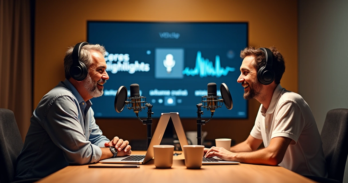 Brazilian podcast studio during recording 