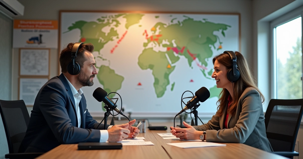 Gravação de podcast político regional em estúdio 