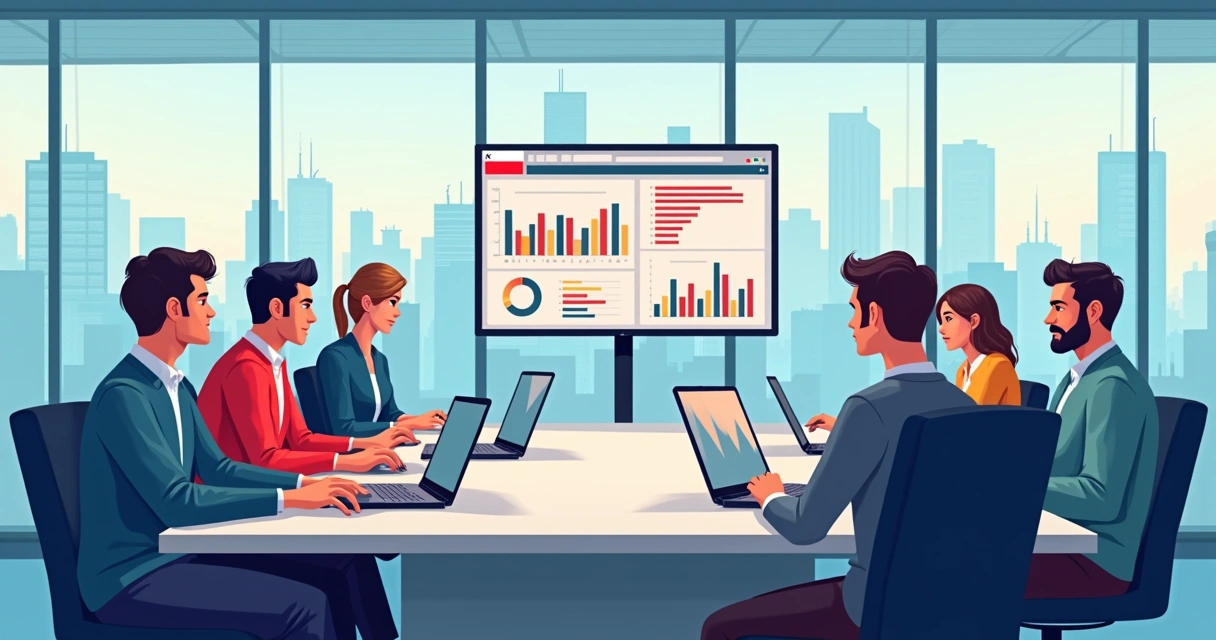 IT team working together in Polish office 