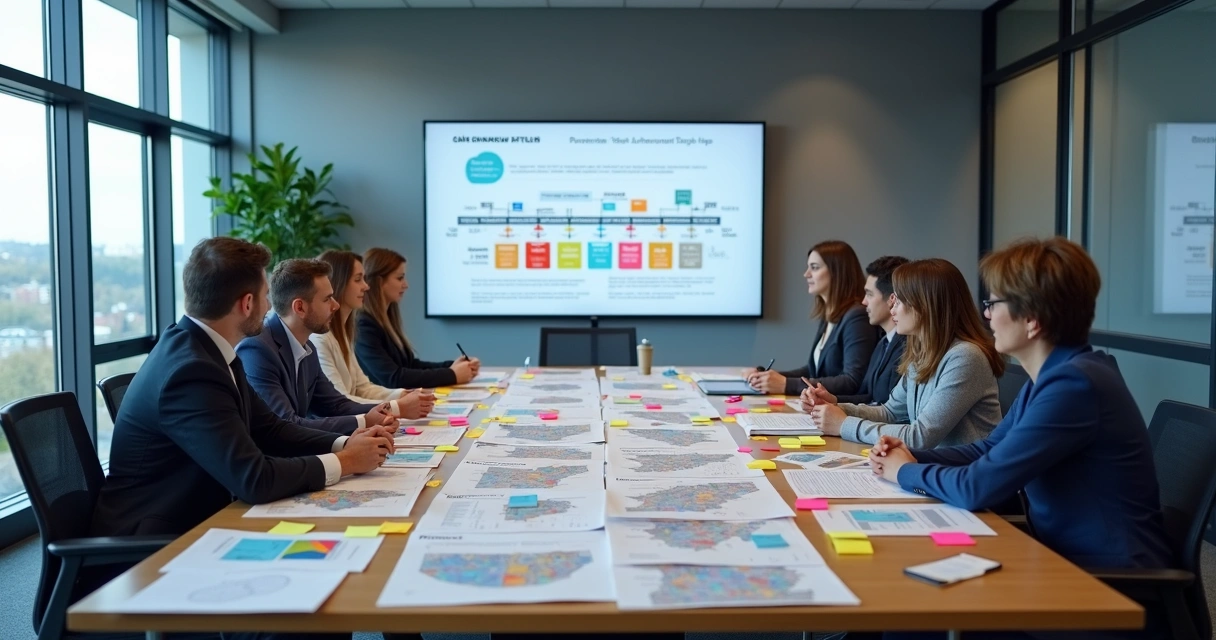 Policy team reviewing emotion maps and community response charts