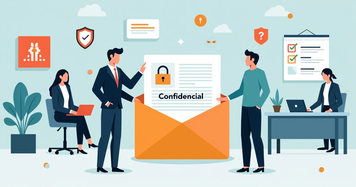 Equipo de recursos humanos protegiendo documentos confidenciales en oficina moderna 
