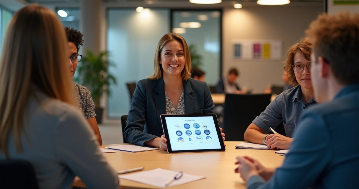 RH explicando política de uso de dados de IA para colaboradores