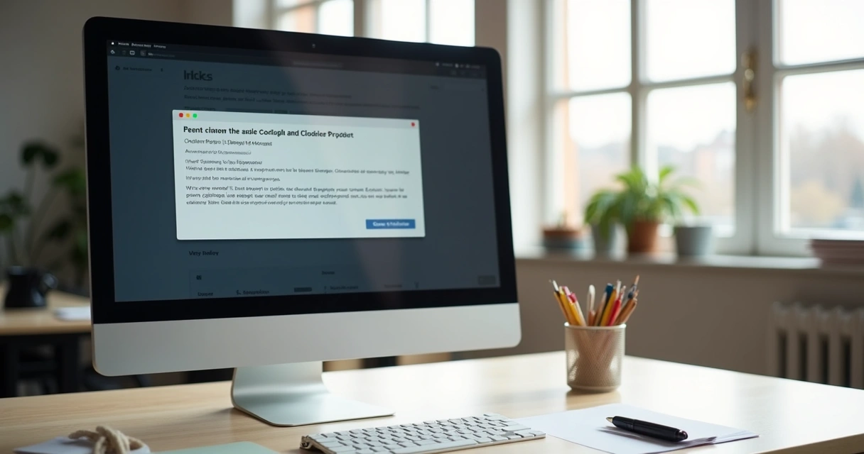 Página de política de privacidade e cookies em tela de computador.