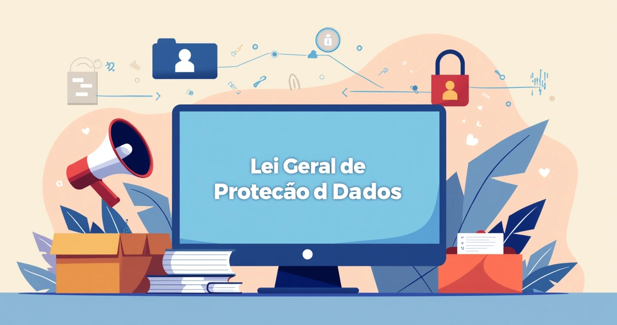 Campanha eleitoral digital com banner Lei Geral de Proteção de Dados no centro
