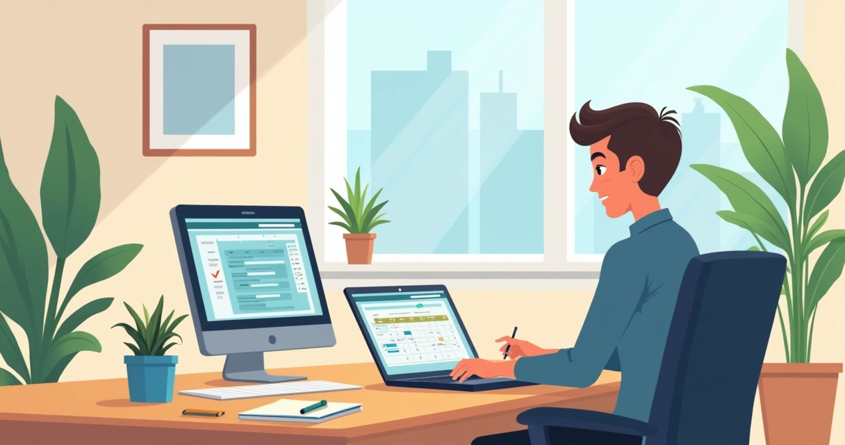 Gestor de PME fazendo retirada programada em conta empresarial, com documentos de DRE na mesa 