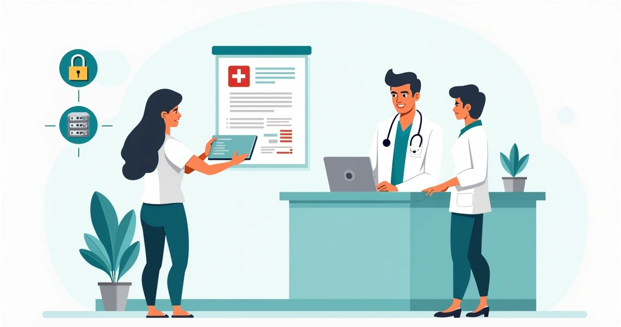 Equipe revendo políticas e consentimento do paciente.