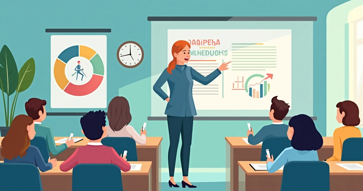 Professor orientando alunos em sala de aula sobre carreiras e escolhas 