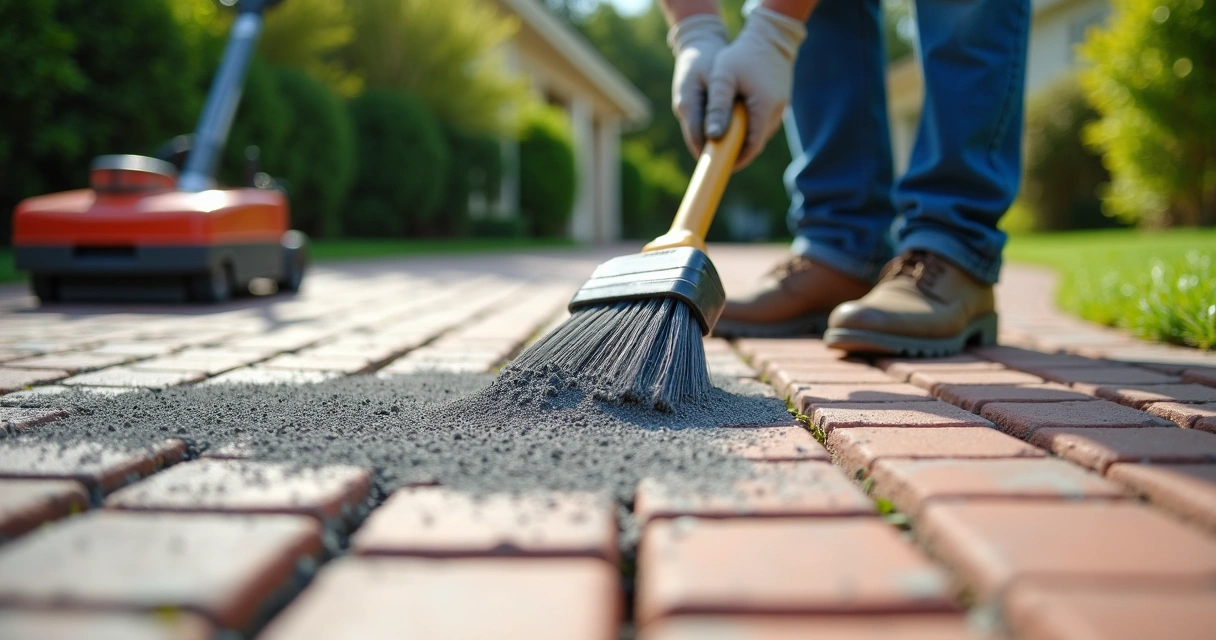 Applying polymeric sand to paver driveway joints