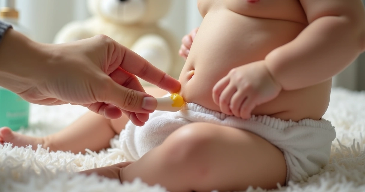 Pomada natural sendo aplicada na pele do bebê