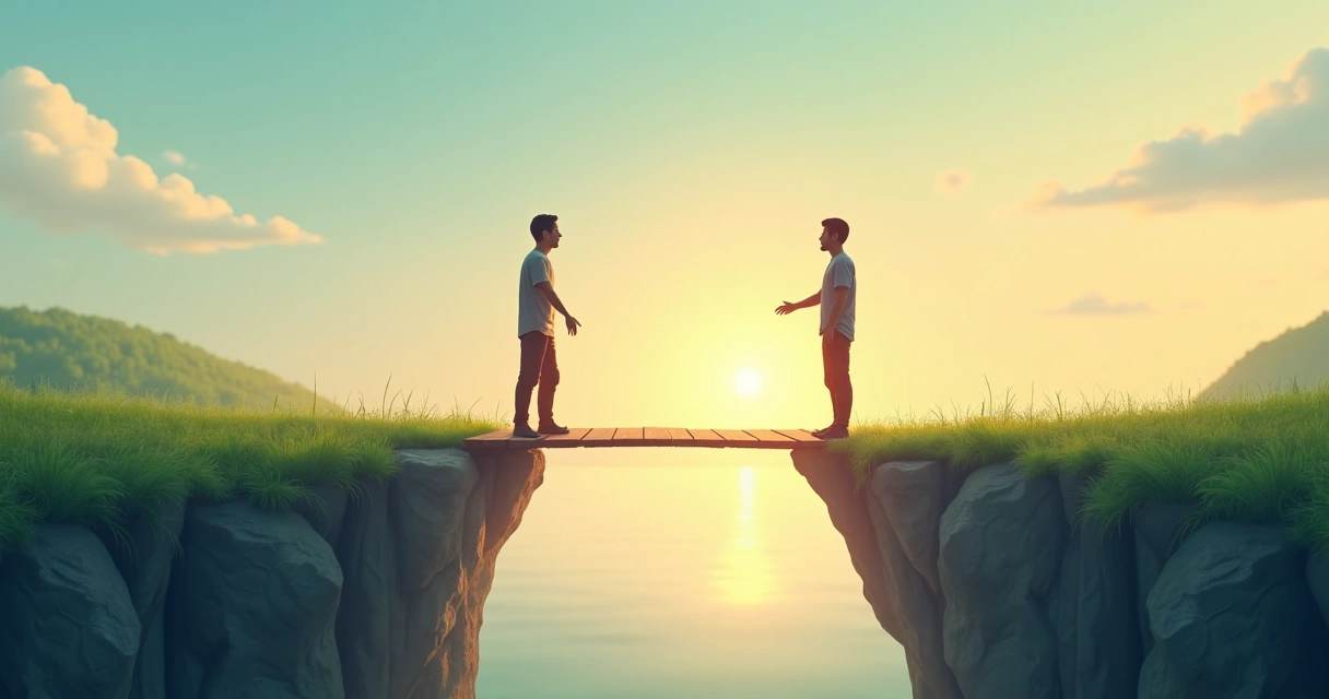 Ponte ligando duas pessoas em lados opostos 