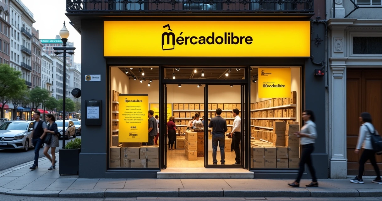 Fachada de loja identificada como ponto de coleta Mercado Livre 