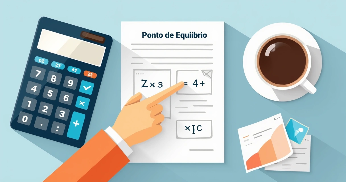 Cálculo do ponto de equilíbrio em um papel com caneta 