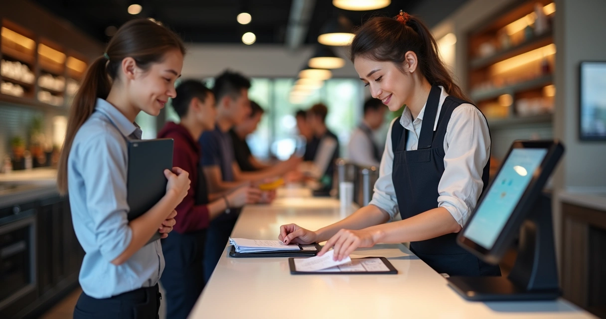 Sistema de PDV digital em restaurante com atendimento moderno 