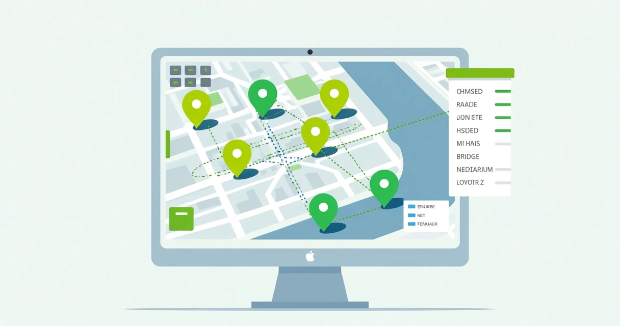 Pontos de controle marcados em mapa digital com sobreposição 