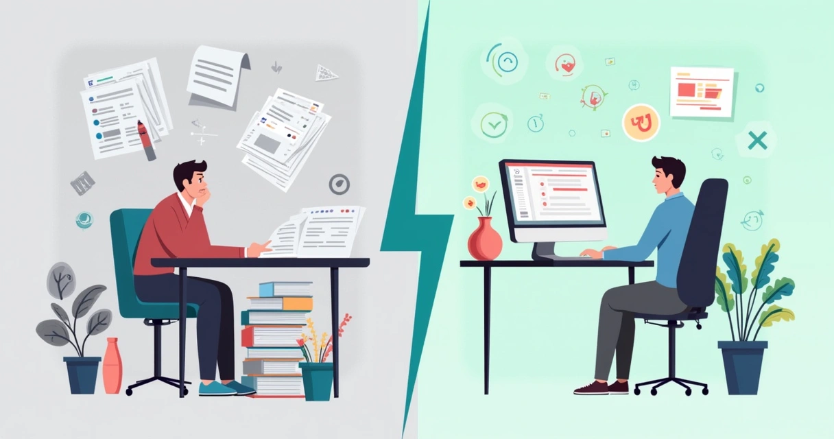 Ilustração do Customer Effort Score, mostrando a experiência negativa à esquerda e a experiência positiva à direita.