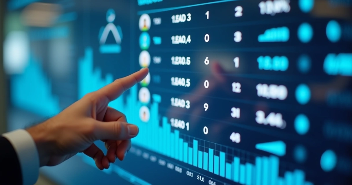 Sistema de pontuação digital para leads aparecendo em uma tela de computador 