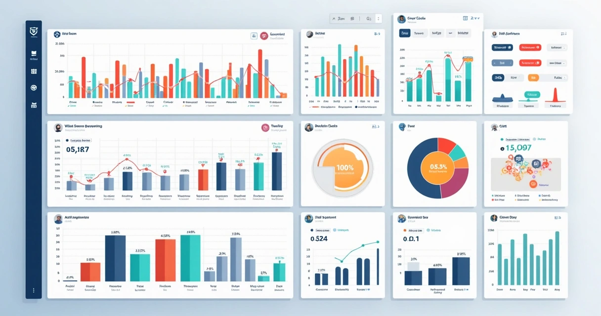 Representação visual de pontuação de leads SaaS, com gráficos coloridos e indicadores de qualificação 
