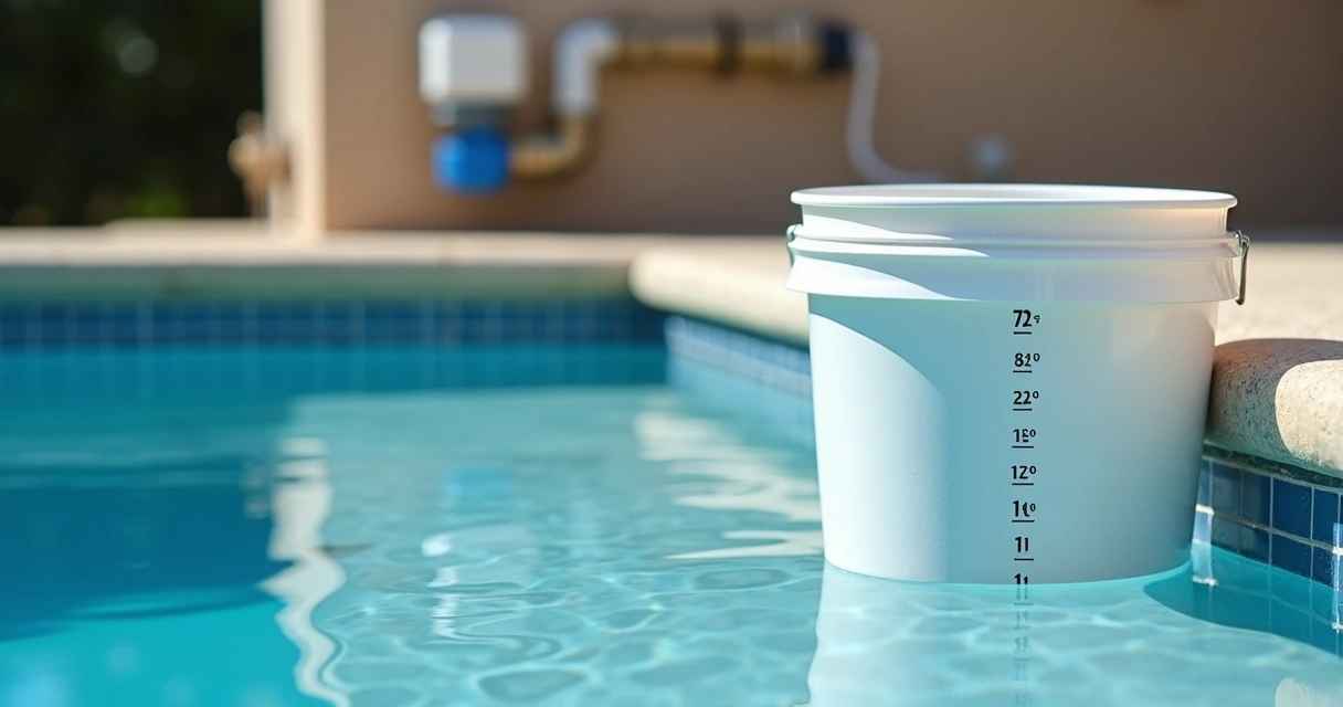 Bucket test on pool step to check water loss 