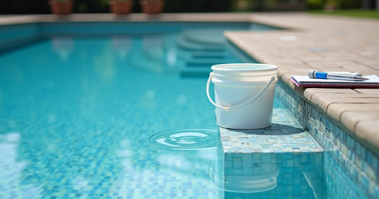 Bucket test beside a residential swimming pool 