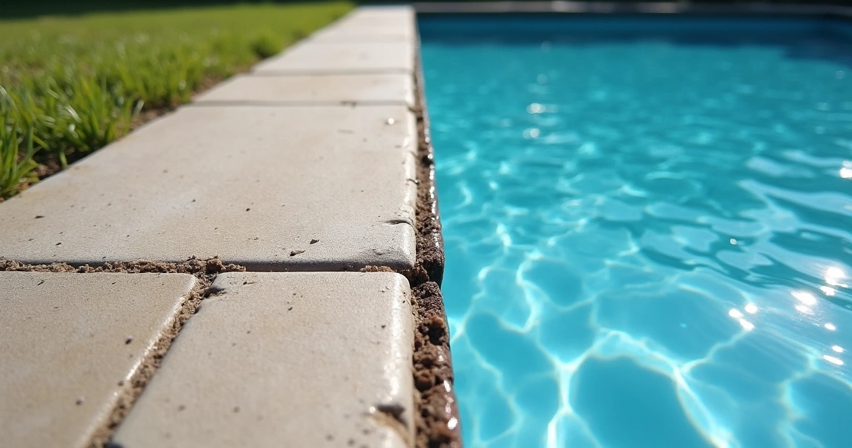 Pool deck showing joint filler before and after application