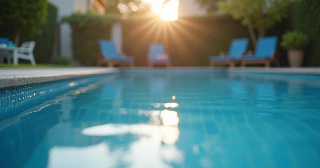 Pool water surface with calm reflective layer 