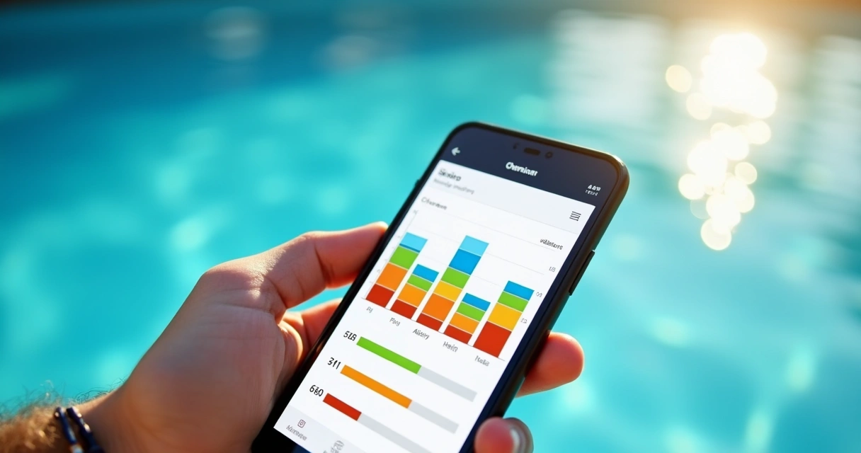 Pool water test chart on a mobile screen 