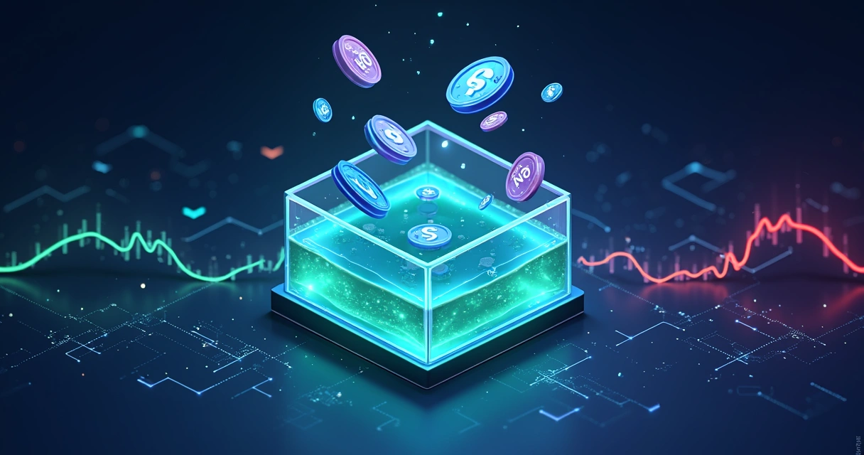 Gráfico digital mostrando pool de liquidez em mercado preditivo com reais 