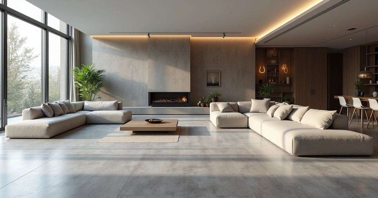 Qual argamassa escolher para porcelanato grande formato? 2 Sala contemporânea com porcelanato grande formato