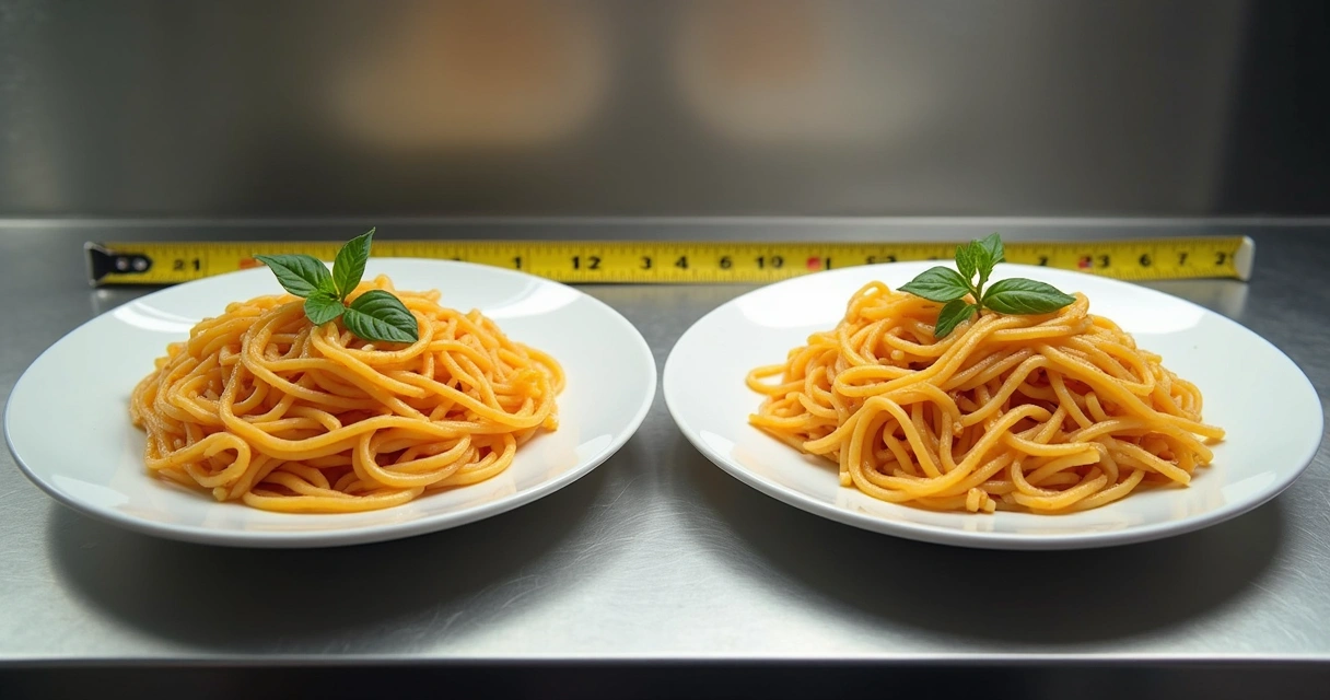 Duas porções do mesmo prato com tamanhos diferentes lado a lado 