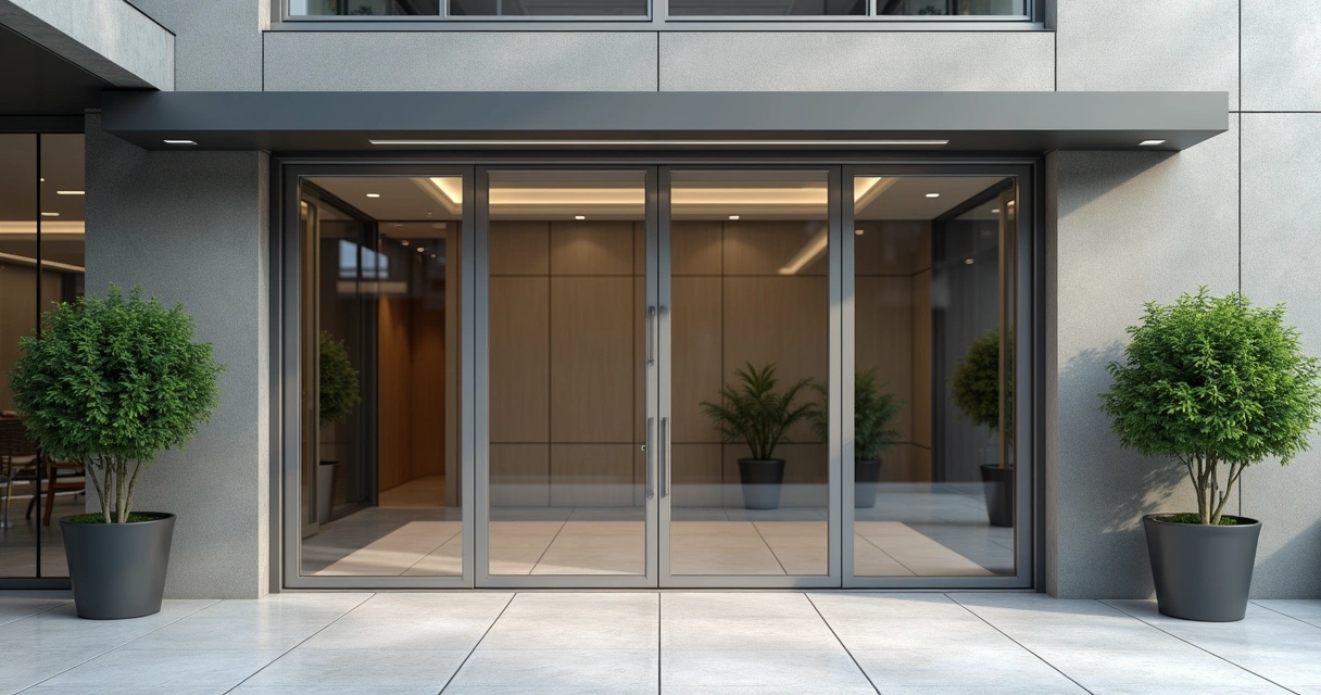 Porta de vidro temperado com acabamento moderno 